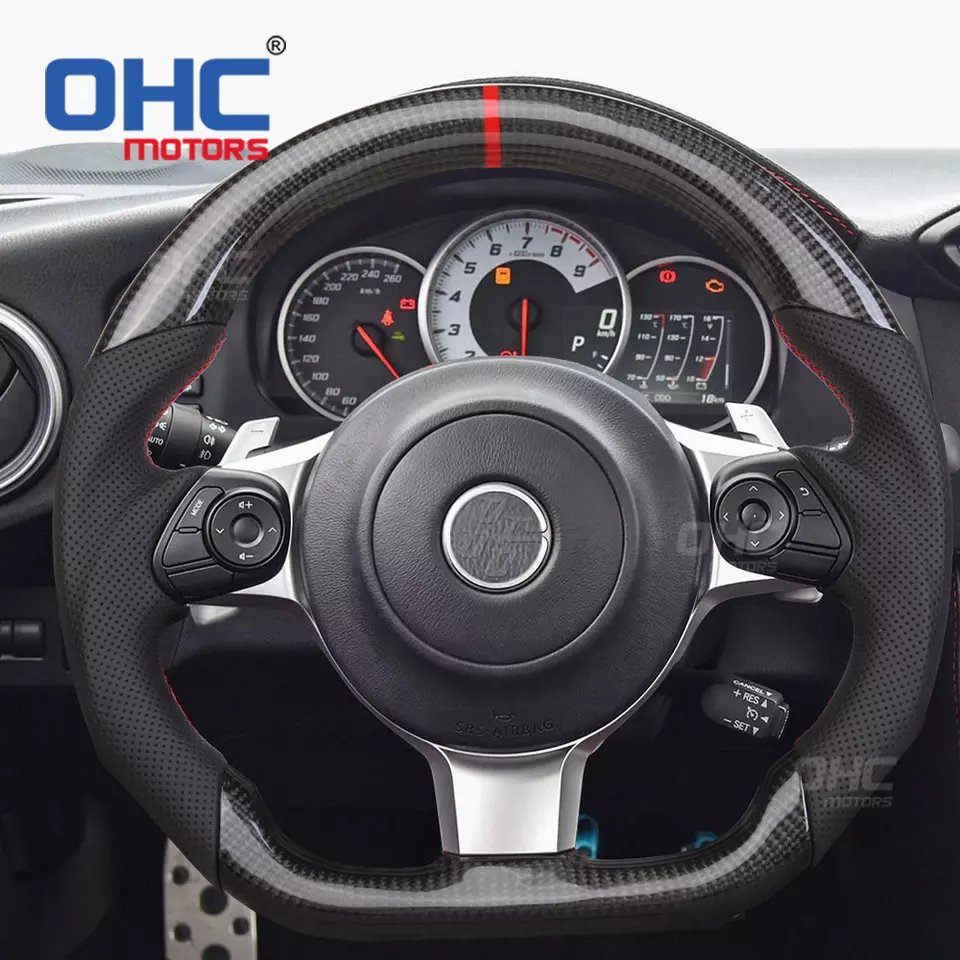 LED Shift Light Steering Wheel Fit for Toyota AE86 Subaru BRZ 86 GT86 2016 to 2022 Real Carbon Fiber Steering Wheel