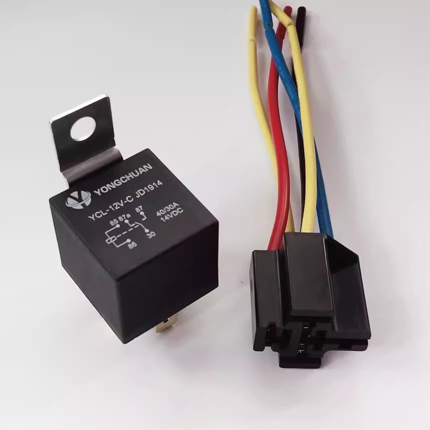 40A SPST Waterproof 4 Pin 12V Automotive Relay with Wires Harness and Socket for Car Truck Motorcycle Boat