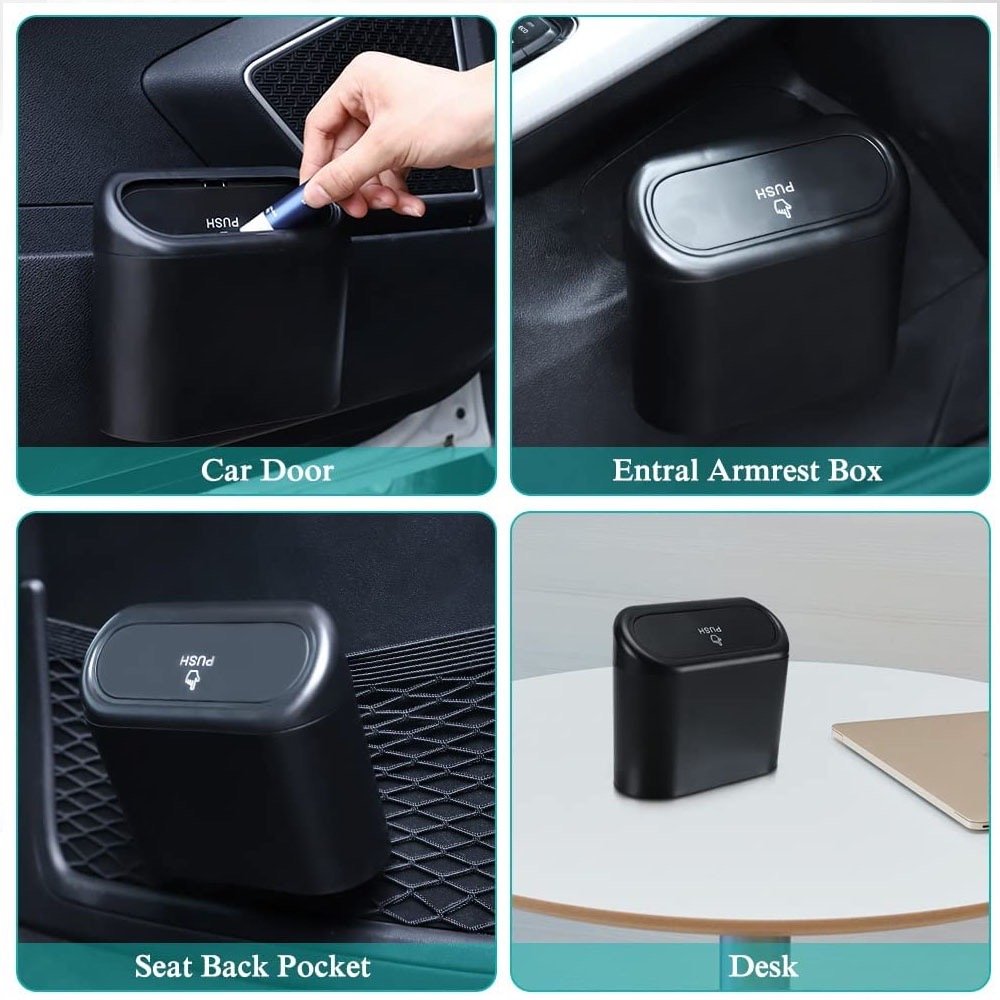 Customize Logo Waterproof Portable Car Door Trash Can Auto Dustbin Garbage Box Car Storage Trash Bin with Lid