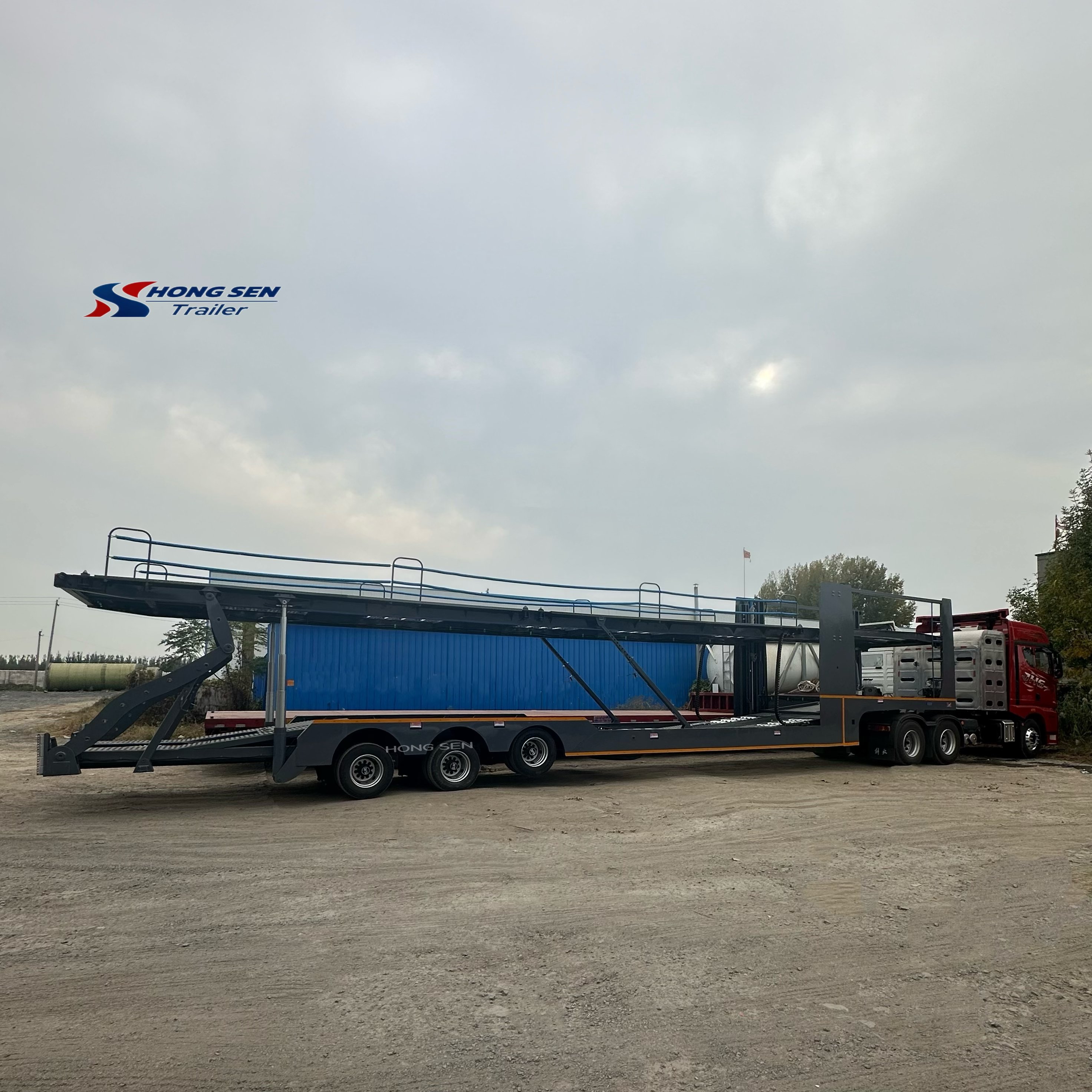 3 Axles Hongsen 17 Merers 6/8/10 Units Steel Semi-Trailer OTTC Certified for Russian Central Asian Markets