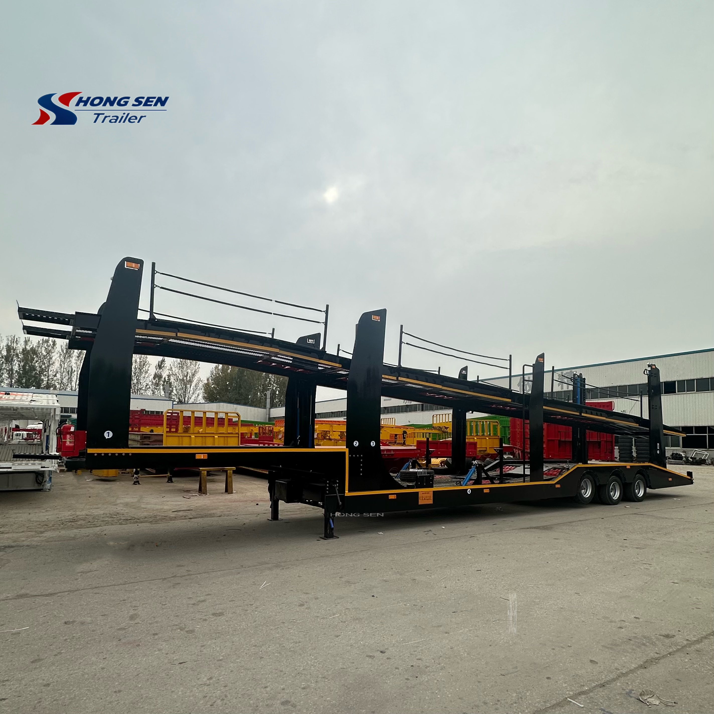 3 Axles Hongsen 17 Merers 6/8/10 Units Steel Semi-Trailer OTTC Certified for Russian Central Asian Markets