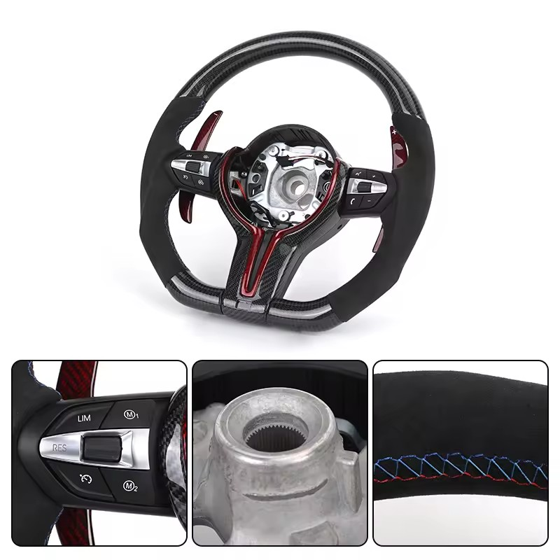 M Sport Carbon Blade Paddle Half Alcantara Leather Steering Wheel for BMW 5 Series F10 M5 F30 E60 E61 F15 F20 M3 F80 F07 E90 F82
