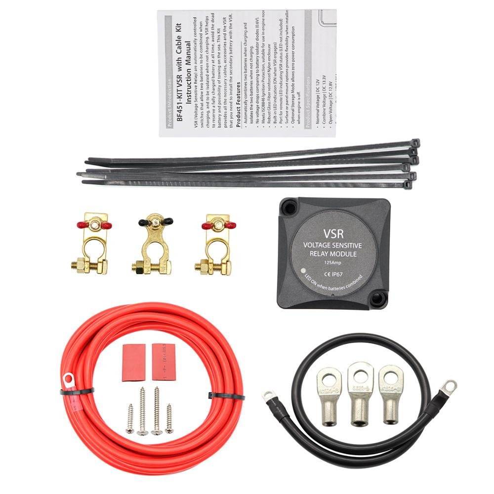 KETO Marine 4WD Vehicle 125Amp Dual Battery Isolator VSR Voltage Sensitive Relay Cable Kit