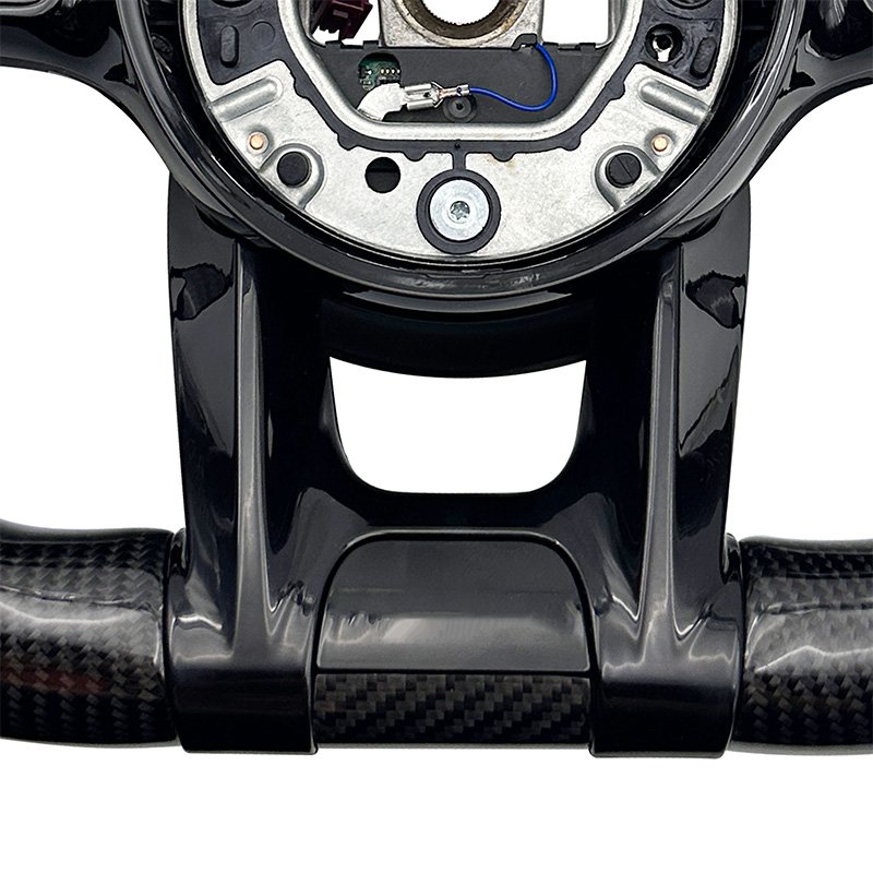 Carbon fiber black orange label genuine leather black semi perforated modified steering wheel for Mercedes Benz zc-809-YD-t82-f