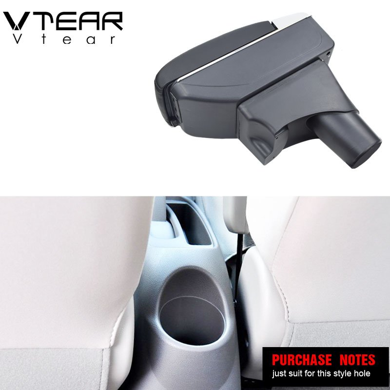 Vtear for Nissan Sunny Versa Armrest Leather USB Interface Storage Box Red Thread Car-styling Interior ABS Arm Rest Accessories