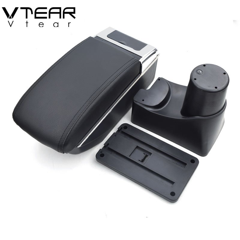 Vtear for Nissan Sunny Versa Armrest Leather USB Interface Storage Box Red Thread Car-styling Interior ABS Arm Rest Accessories