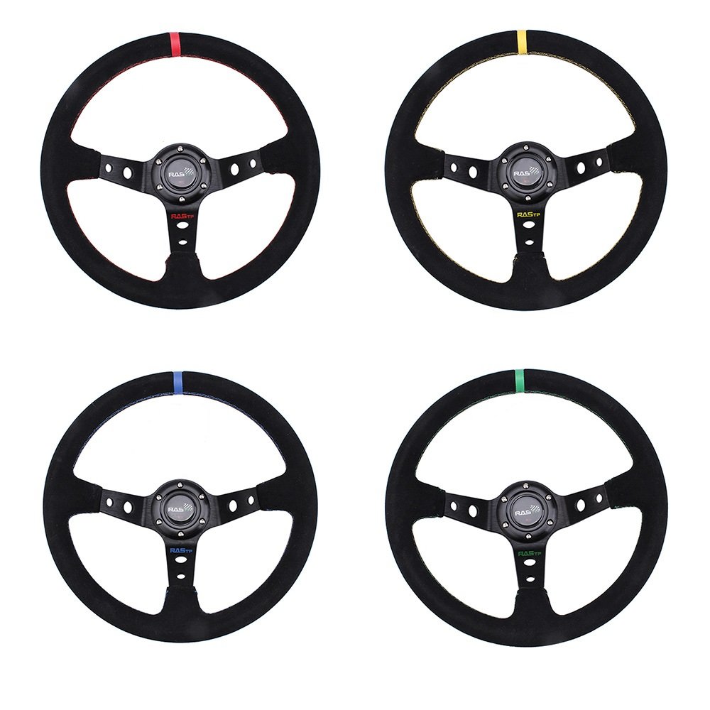 14inch Universal Car Deep Dish Suede Car Steering Wheel Sport Racing Steering Wheels