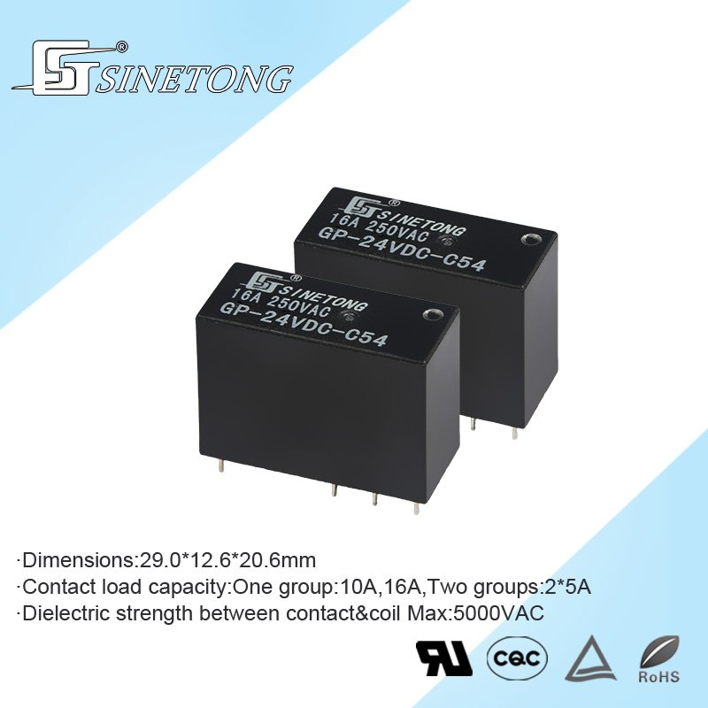 Electromagnetic Miniature 24V 16A 4pin PCB Type Power Relay