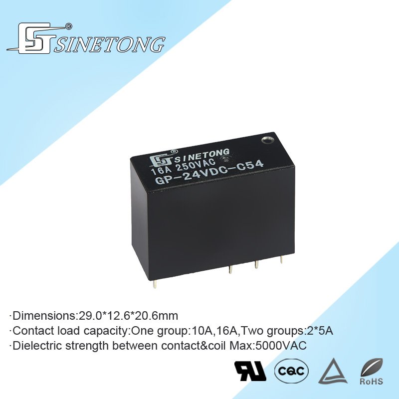 Electromagnetic Miniature 24V 16A 4pin PCB Type Power Relay