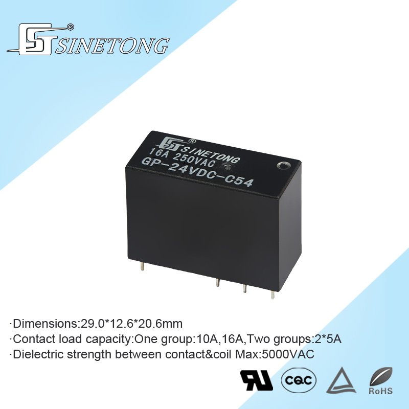 Electromagnetic Miniature 24V 16A 4pin PCB Type Power Relay