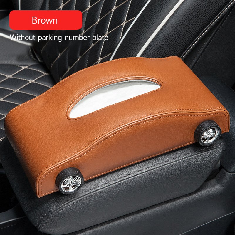 Multifunctional Creative Temporary Parking Sign Armrest Box Napkin Pu Leather Car Tissue Box