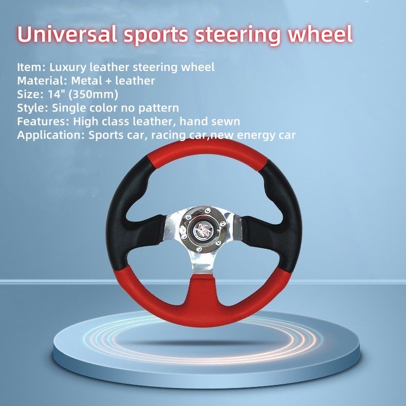Hot Sale 370mm Leather Universal Sports Steering Wheel Customizable Gaming Steering Wheel for Modified Cars New Energy Vehicles