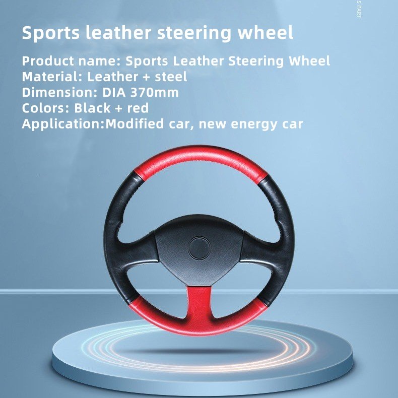 Hot Sale 370mm Leather Universal Sports Steering Wheel Customizable Gaming Steering Wheel for Modified Cars New Energy Vehicles