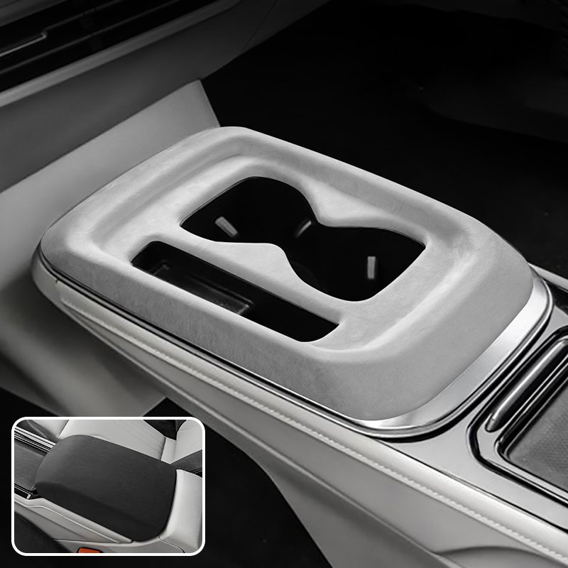 Ushilife Alcantara Car Armrest Storage Box Cover with Central Panel Cup Holder Cover Sets for Volkswagen ID4 Crozz Car Accessory