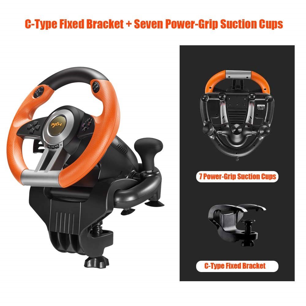 Custom 180 steering angle video game racing gaming steering wheel support for PS3 PS2 PC