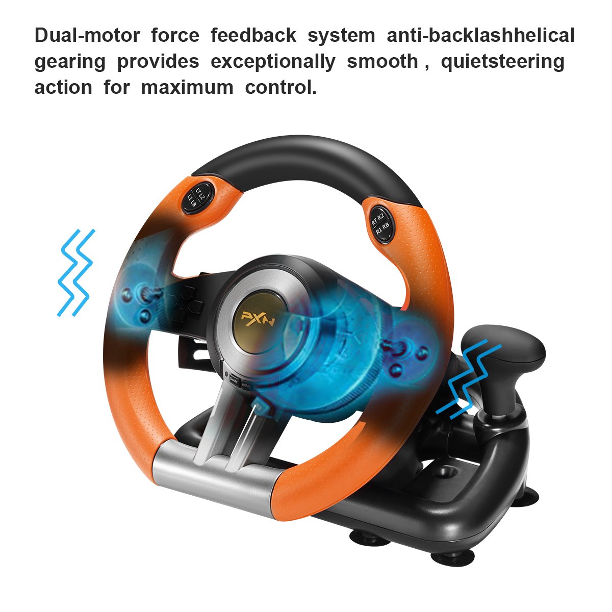 Custom 180 steering angle video game racing gaming steering wheel support for PS3 PS2 PC