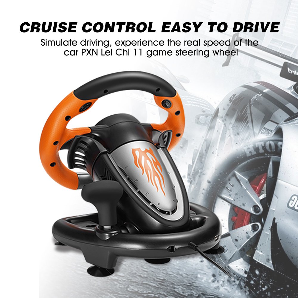 Custom 180 steering angle video game racing gaming steering wheel support for PS3 PS2 PC