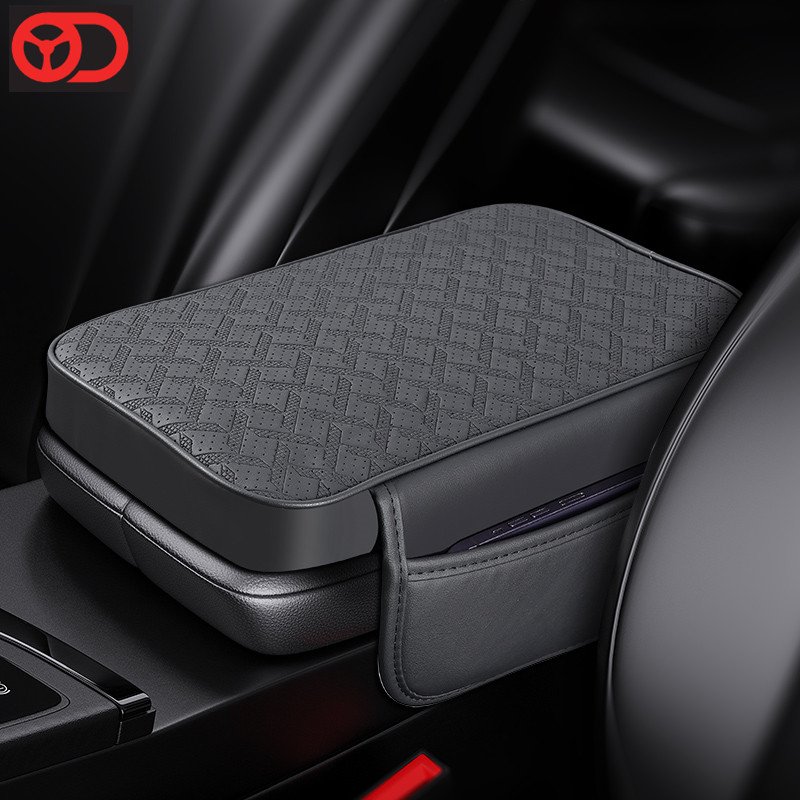 Breathable Car Seat Armrest Cushion Center Console Cover with Two Storage Bags for Car Accessories 2024