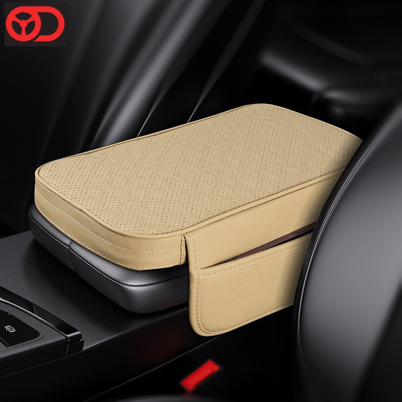Breathable Car Seat Armrest Cushion Center Console Cover with Two Storage Bags for Car Accessories 2024
