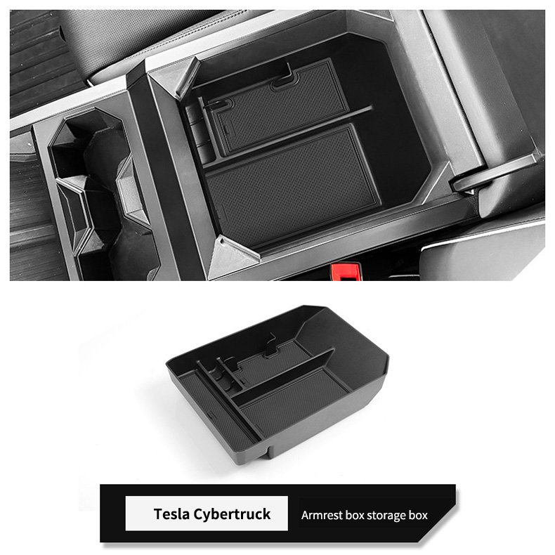 Durable and Simple Mid-Level Storage Armrest Box for Tesla Cybertruck Vehicle