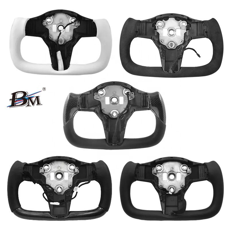 Suitable For Model 3/ Y Tesla 2017 2018 2019 2020 2021 Full Leather Yoke Heating Car Hot Saling Steering Wheels By BM