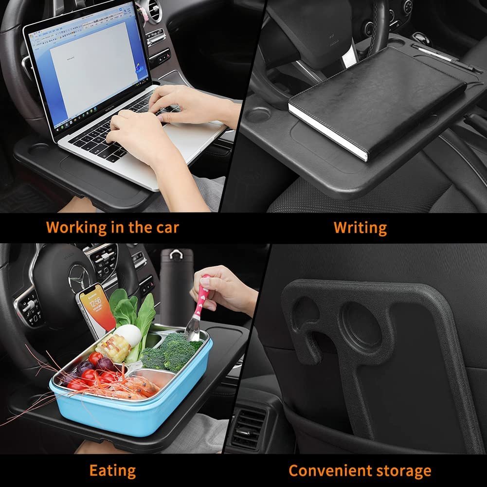 Car Steering Wheel Desk | Food Table for Car | Steering Wheel Tray for Constant Travelers, Fits Most Vehicles Steering Wheels