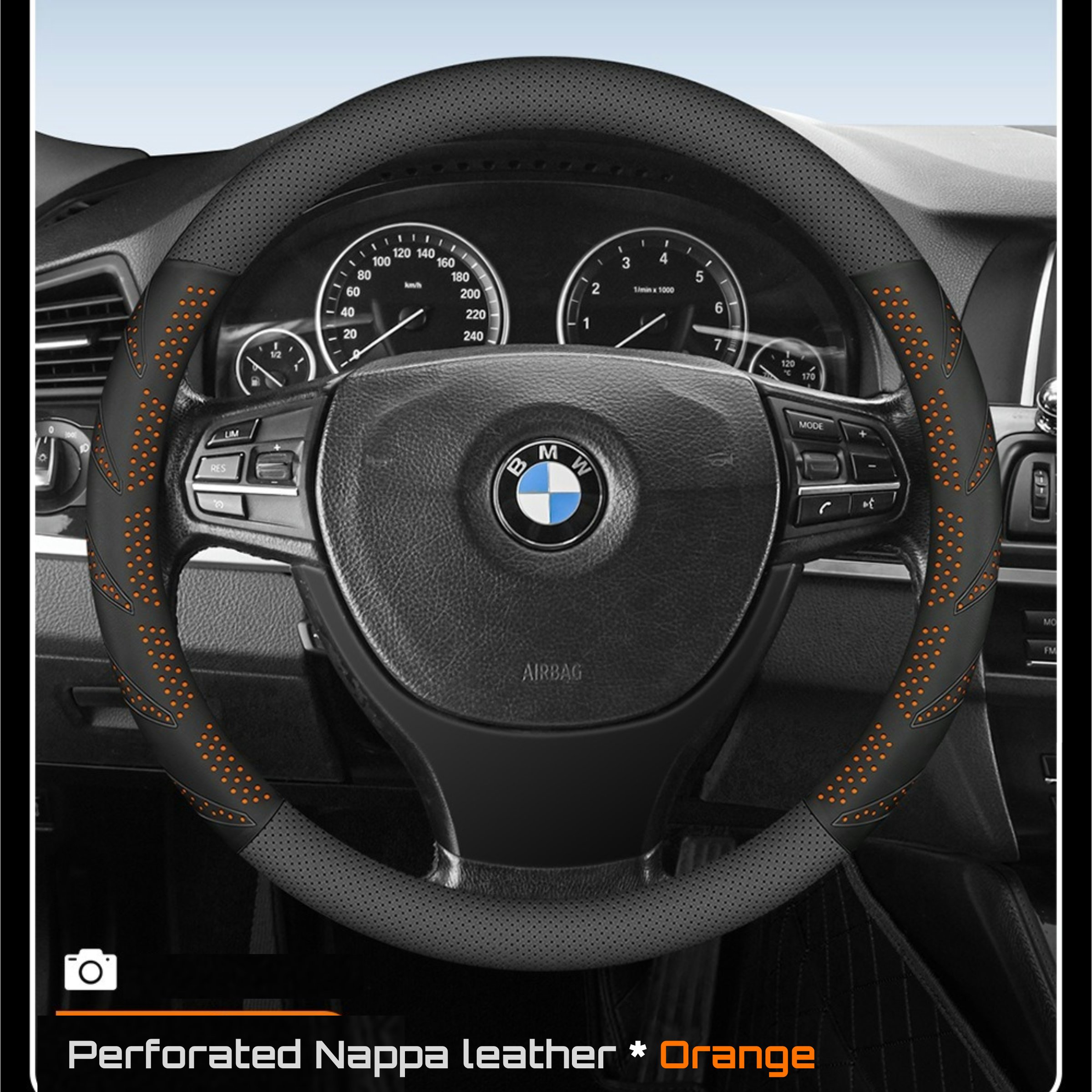 KK Perforated nappa Leather with 3D embossed color Steering Wheel Cover Anti-Slip Protector Breathable car steering