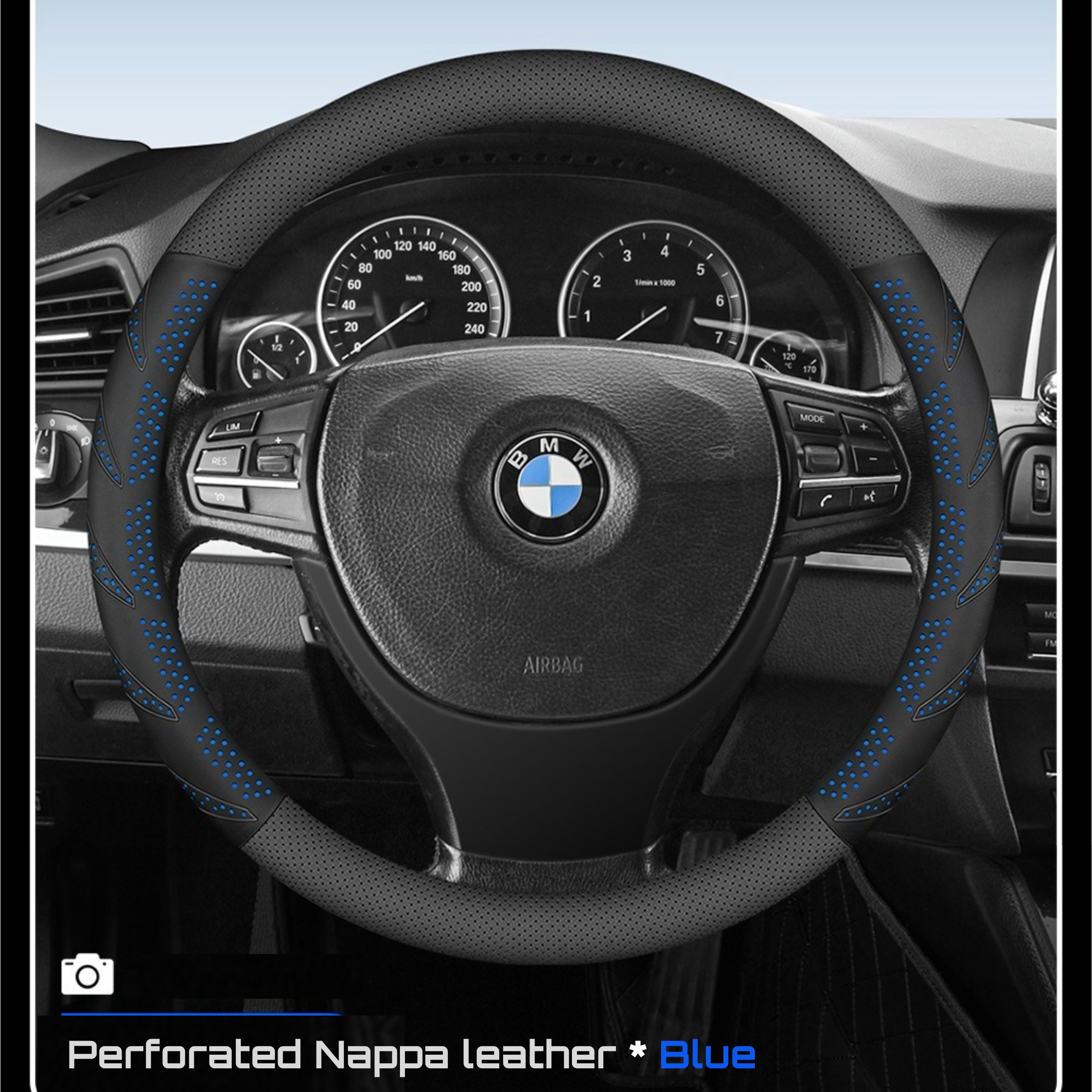 KK Perforated nappa Leather with 3D embossed color Steering Wheel Cover Anti-Slip Protector Breathable car steering