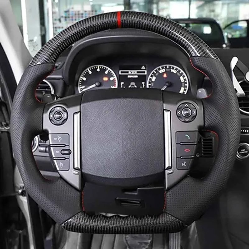 Car Carbon Fiber Steering Wheel Assembly Fit for Land Rover Defender SVR Range Rover Sport Range Rover Vogue Perforated Leather
