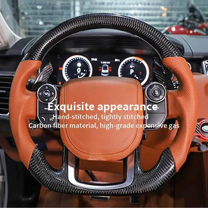 Car Carbon Fiber Steering Wheel Assembly Fit for Land Rover Defender SVR Range Rover Sport Range Rover Vogue Perforated Leather