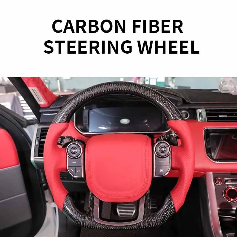 Car Carbon Fiber Steering Wheel Assembly Fit for Land Rover Defender SVR Range Rover Sport Range Rover Vogue Perforated Leather