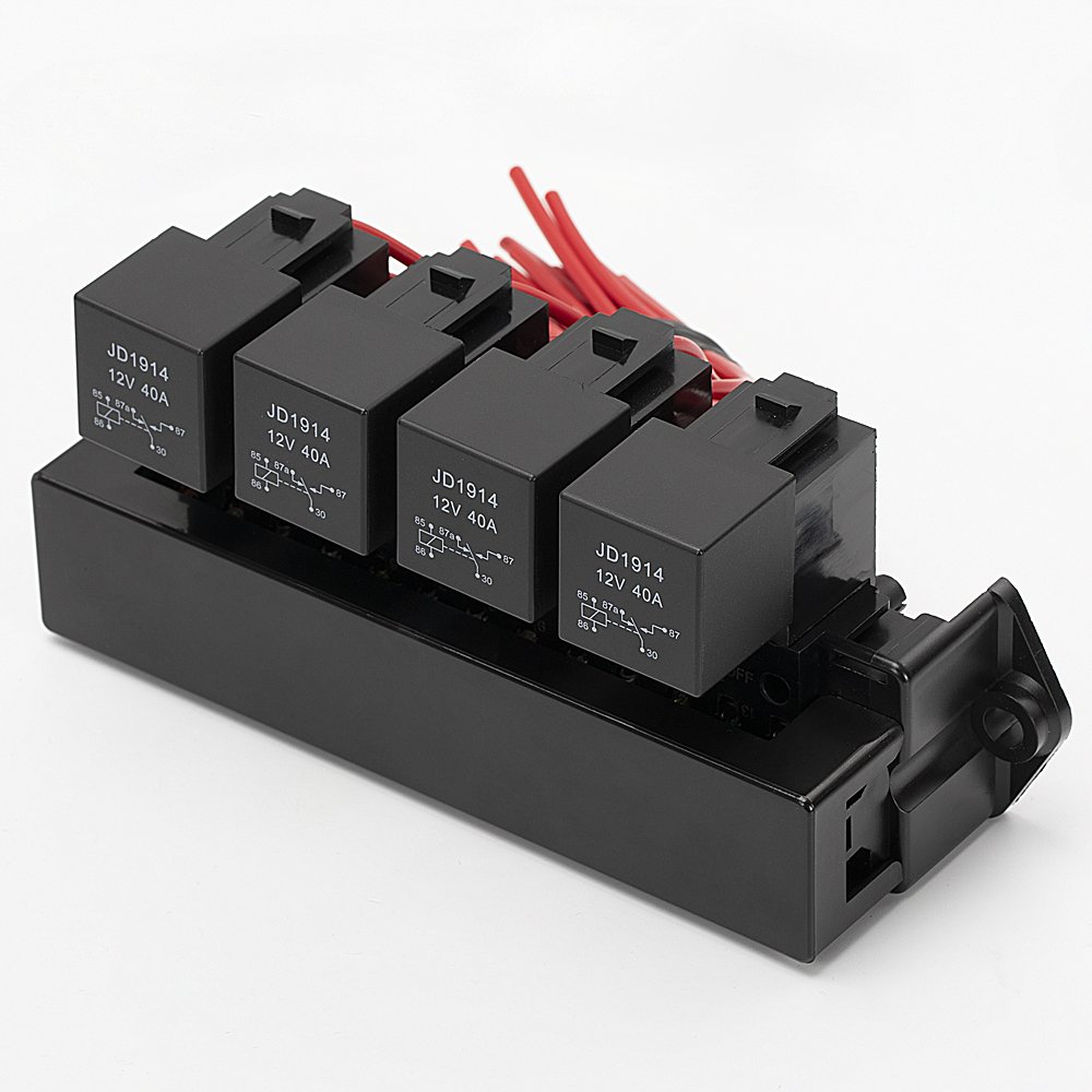 15 Way Fuse Relay Box Waterproof ATC/ATO Fuse Holder 5 Pin Relay Socket Automotive Fuse and Relay Box with Wire for Auto Car