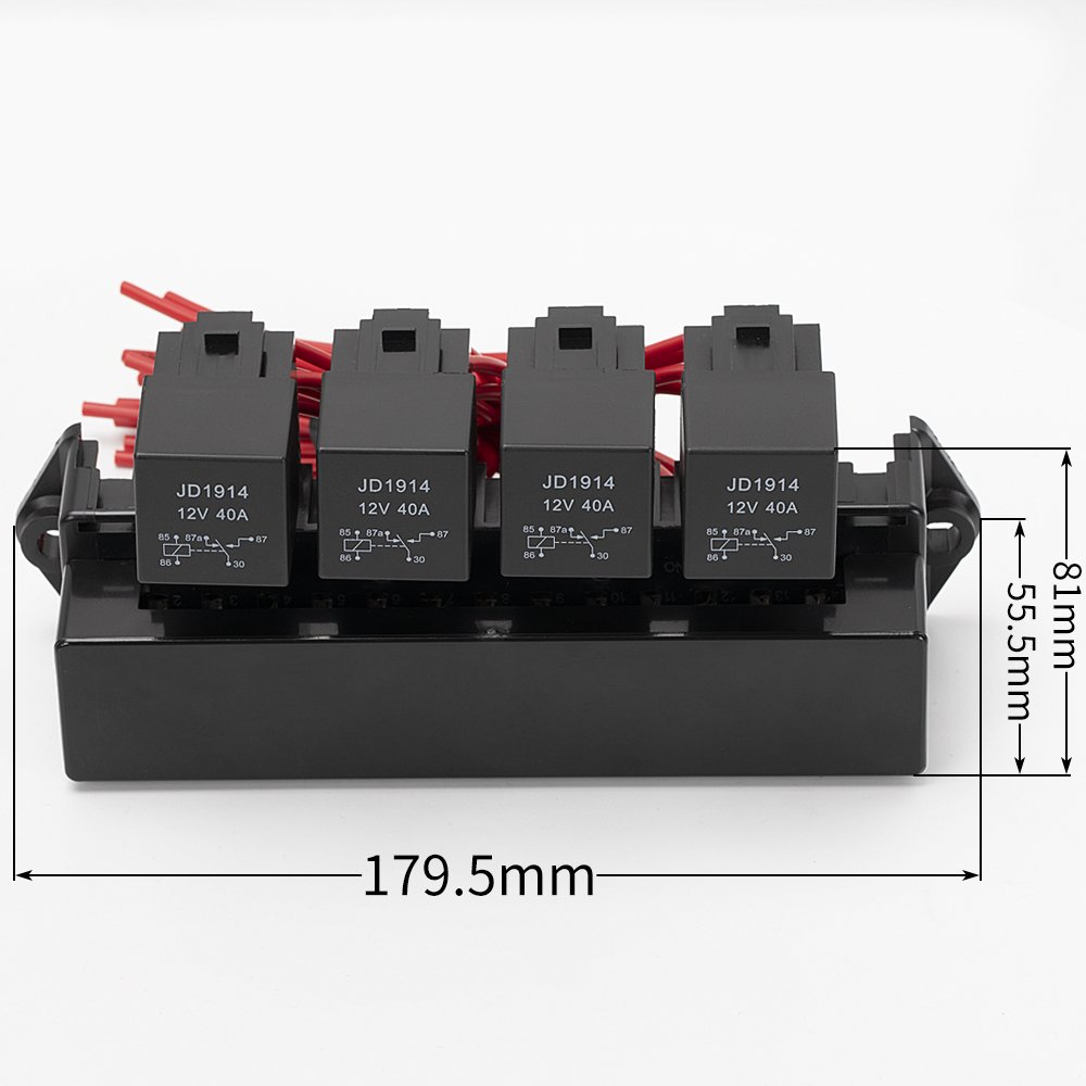 15 Way Fuse Relay Box Waterproof ATC/ATO Fuse Holder 5 Pin Relay Socket Automotive Fuse and Relay Box with Wire for Auto Car