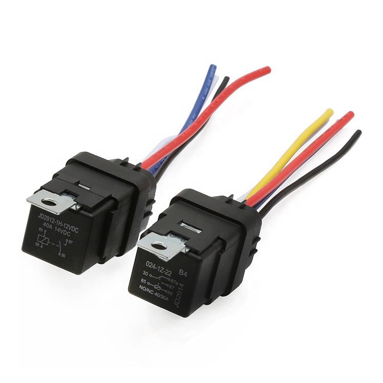 4Pin 5-PIN Waterproof Plastic Automotive SPDT Relay Socket JD1912/JD1914/JD2912/JD2914 12VDC 14VDC Coil 30A 40A with Harness