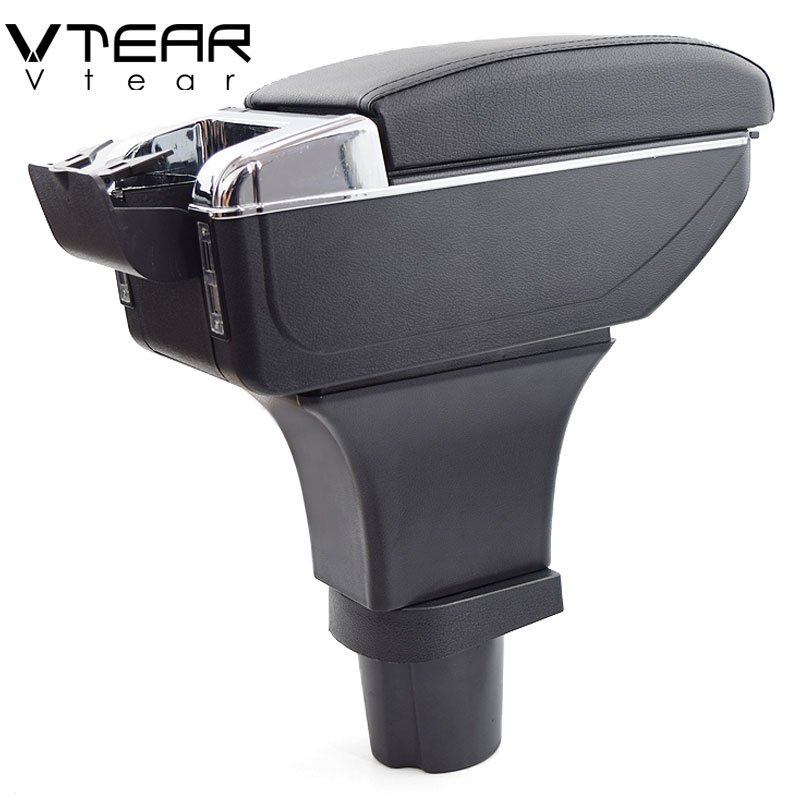 Vtear for Fiat Palio Sporting Armrest USB Charger Double Layer Leather Storage Box ABS Arm Rest Interior Car-styling Accessories
