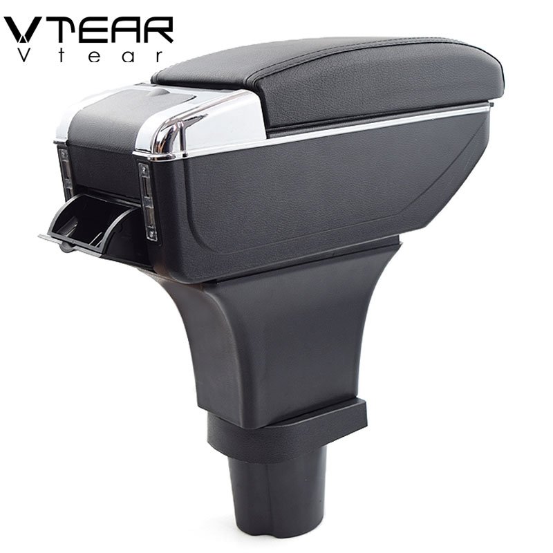 Vtear for Fiat Palio Sporting Armrest USB Charger Double Layer Leather Storage Box ABS Arm Rest Interior Car-styling Accessories