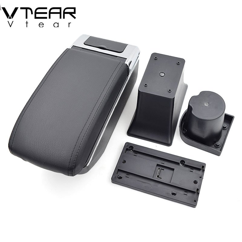 Vtear for Fiat Palio Sporting Armrest USB Charger Double Layer Leather Storage Box ABS Arm Rest Interior Car-styling Accessories