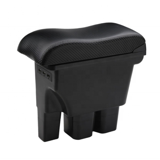 4x4 Japan Car Double Layers Slide USB Charger Design Black Pu Leather Car Armrest Console Box for Suzuki Jimny 2018-2023