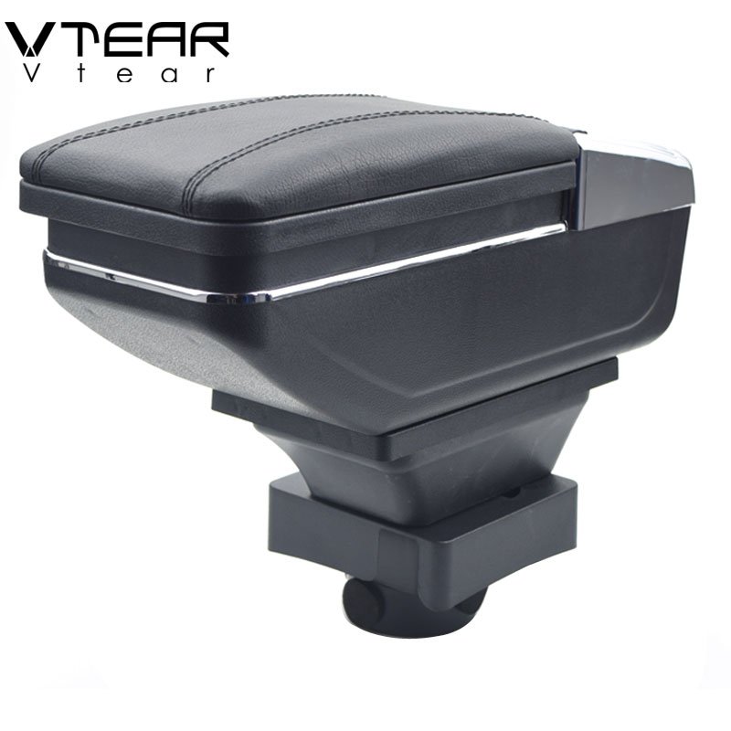 Vtear for Citroen C4 Armrest Leather Central Store Storage Box Red Thread Car-styling Interior ABS Arm Rest Accessories Part