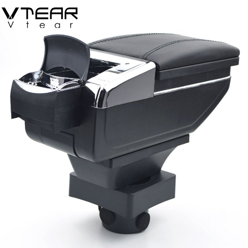 Vtear for Citroen C4 Armrest Leather Central Store Storage Box Red Thread Car-styling Interior ABS Arm Rest Accessories Part