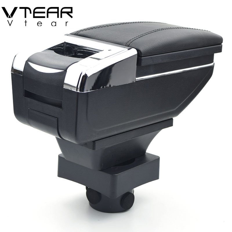 Vtear for Citroen C4 Armrest Leather Central Store Storage Box Red Thread Car-styling Interior ABS Arm Rest Accessories Part