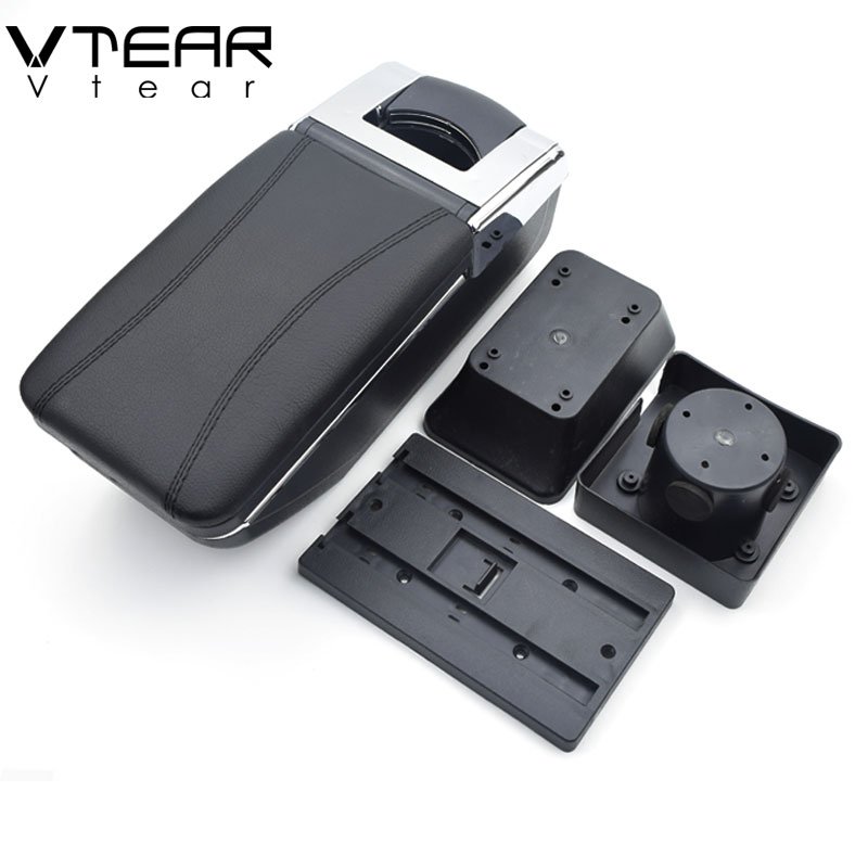 Vtear for Citroen C4 Armrest Leather Central Store Storage Box Red Thread Car-styling Interior ABS Arm Rest Accessories Part