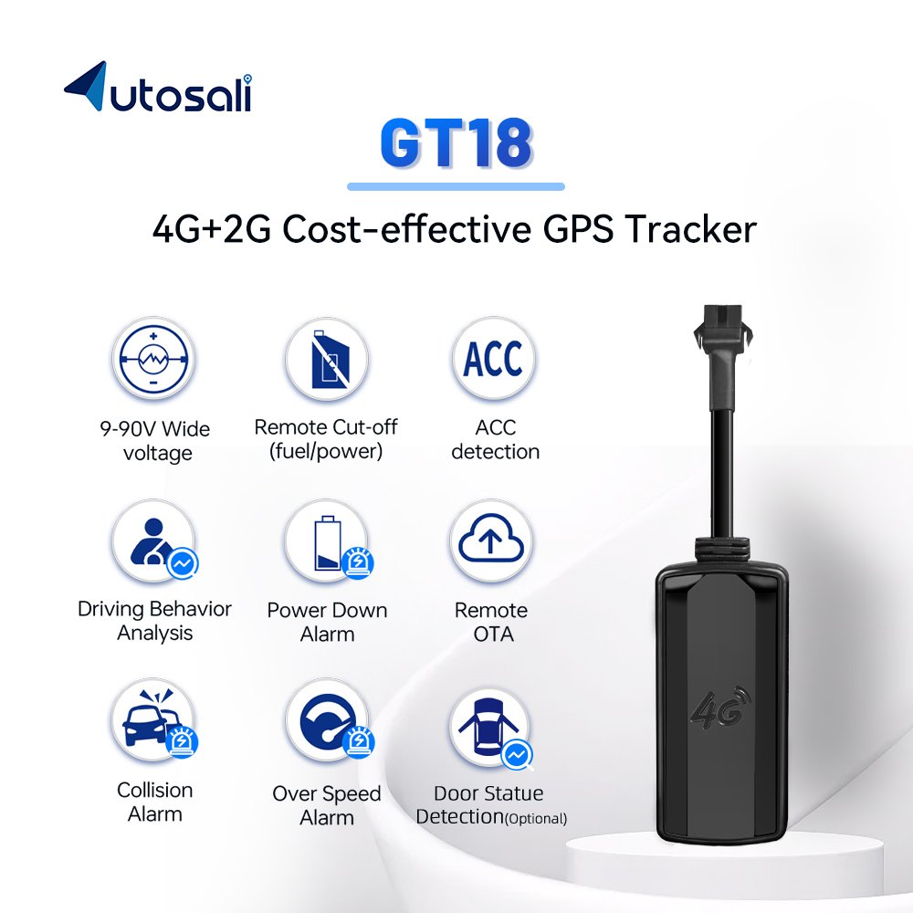 Autosali GT18 4G GPS Tracker for Fleet Management Factory Price 9-90V Wide Voltage Driver Behavior Analysis for Auto Insurance
