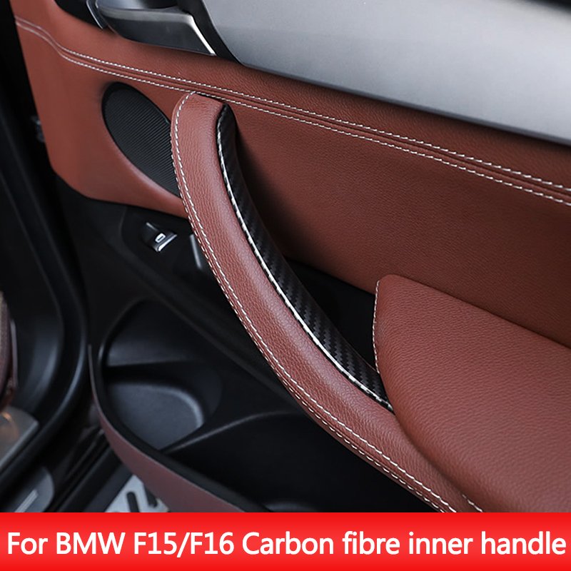 Wholesale Car Carbon Fiber Interior Inner Door Handle Armrest Pull Trim Cover for BMW F15 F16 X5 X6 51417345331 51417345332