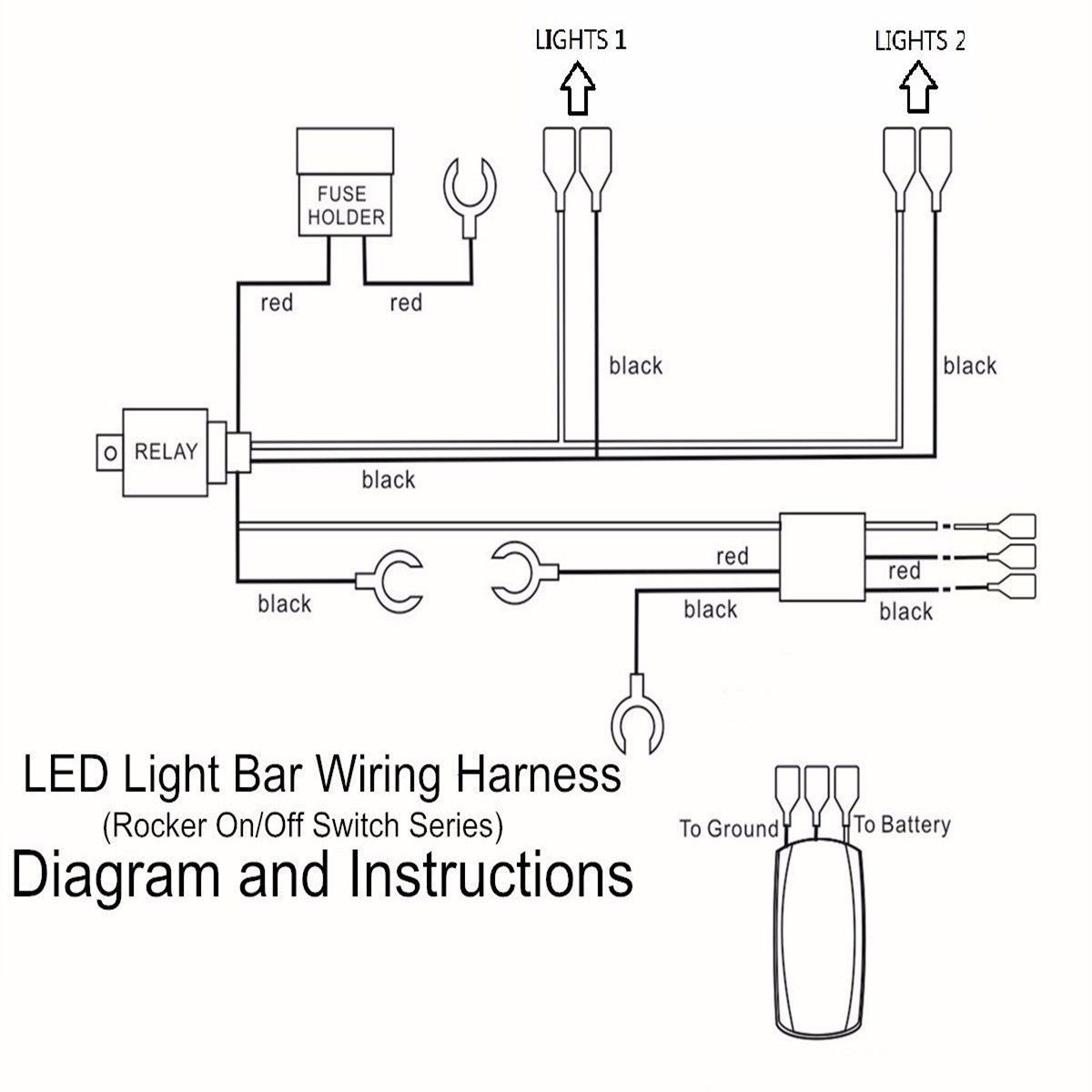 Durable 12V 40A Relay Fuse Kit New LED Work Light Switch Wiring Harness for Boats Trailers Trucks Cars Buses