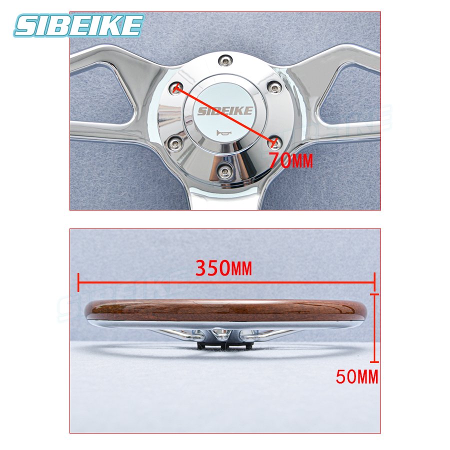 Hot Sale JDM Classic Wood Film Steering Wheel Chrome Spoke Universal Vintage Retro ABS Wood Sports Steering Wheel