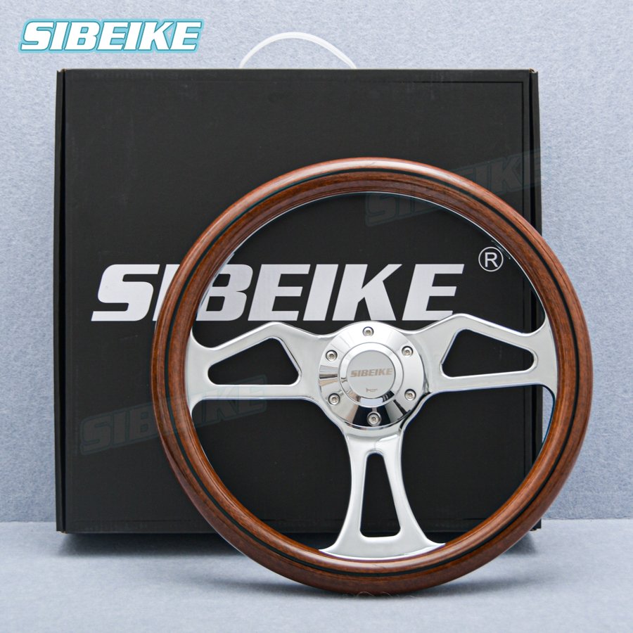 Hot Sale JDM Classic Wood Film Steering Wheel Chrome Spoke Universal Vintage Retro ABS Wood Sports Steering Wheel