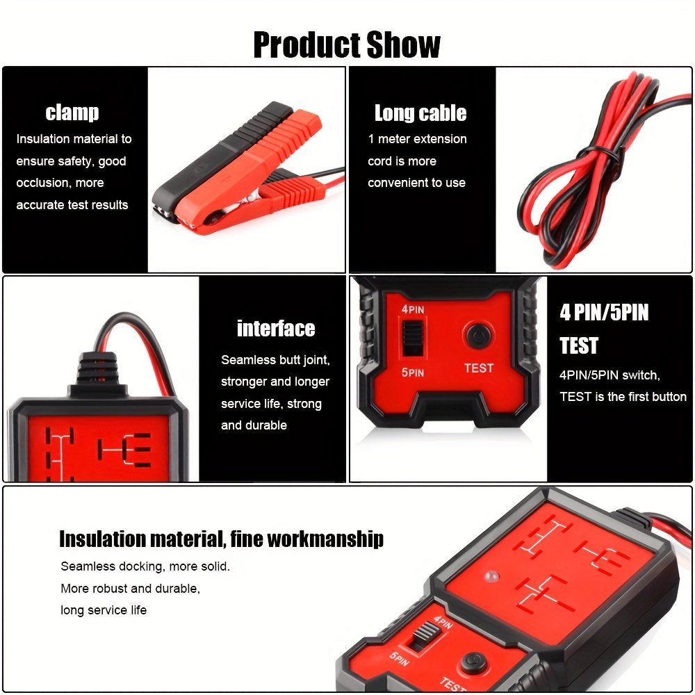 Newest Red Relay Tester 12v Universal Electronic Automotive Car Circuit Detector Battery Checker Auto Repair Tool