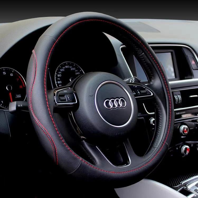Premium Leather Car Steering Wheel Covers Breathable Anti-Slip Odorless
