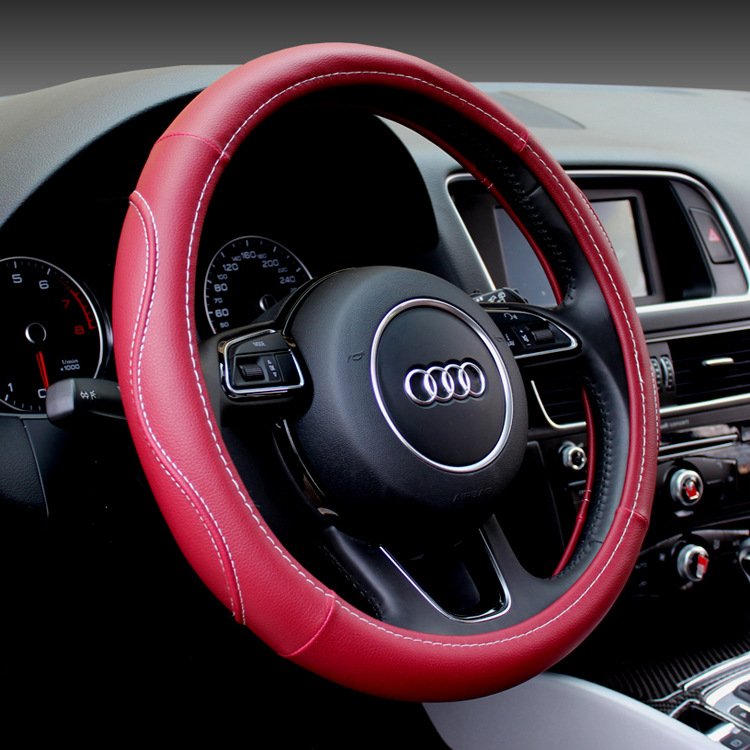 Premium Leather Car Steering Wheel Covers Breathable Anti-Slip Odorless